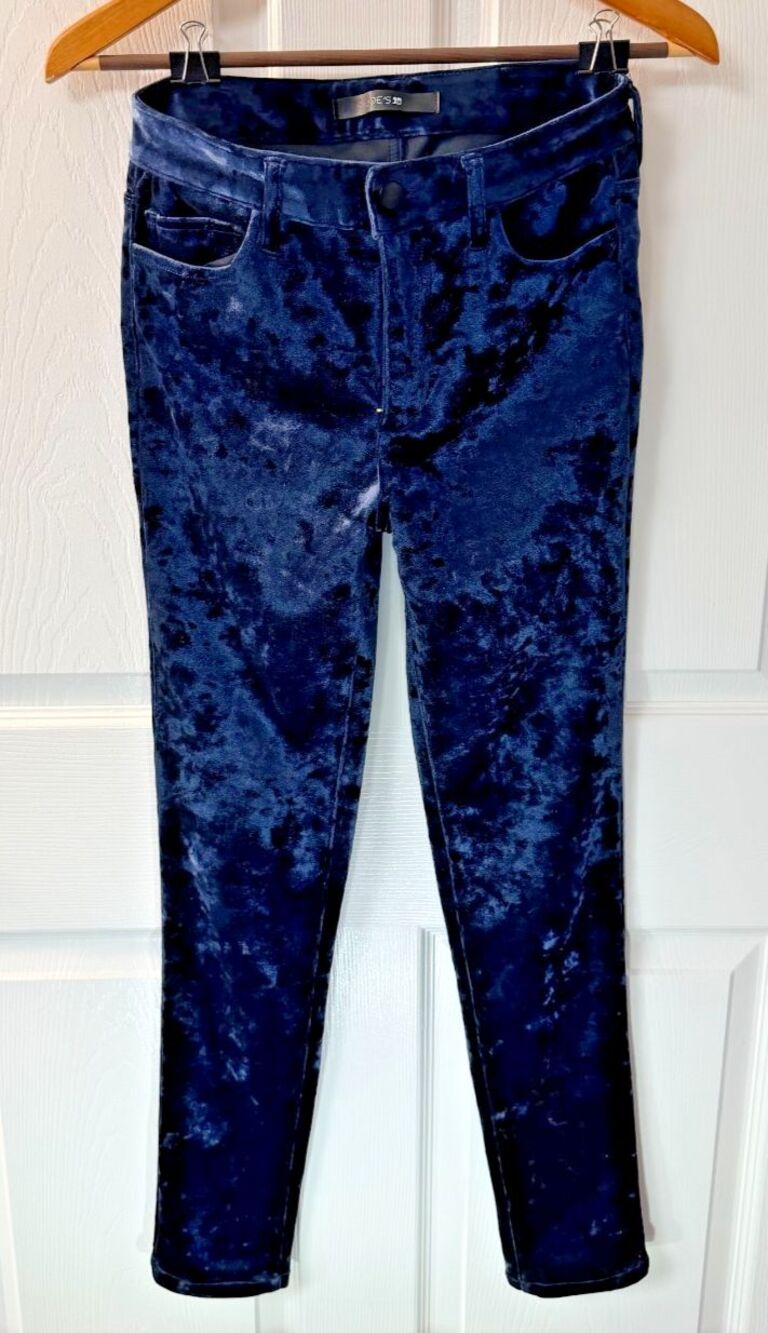Joe’s Jeans The Charlie Velvet Skinny Jeans W25 High Rise Navy Blue Stretch